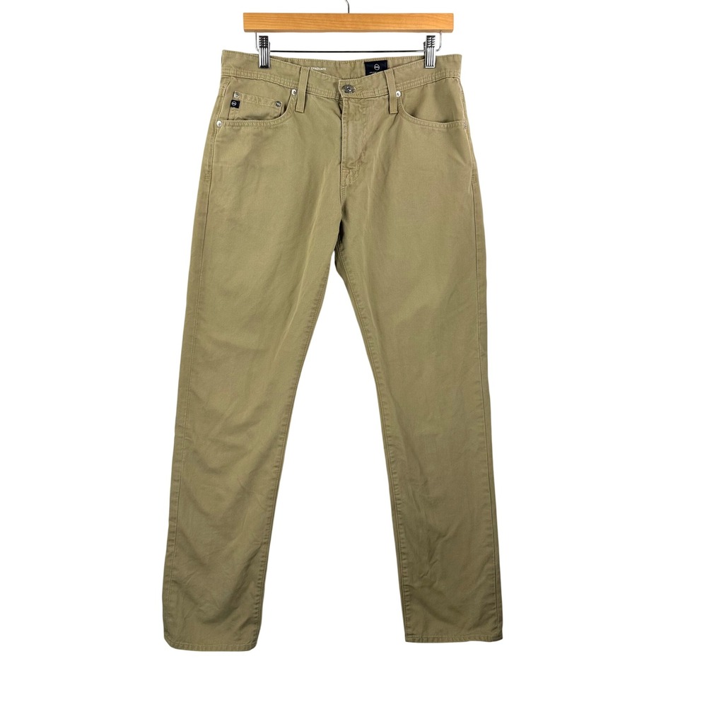 AG Adriano Goldschmied The Graduate jeans sz 32R Tan preppy money academia
